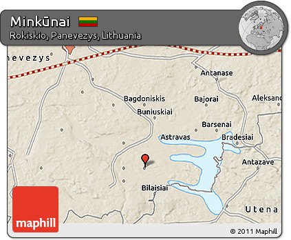 Shaded Relief 3D Map of Minkūnai