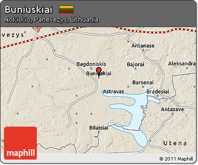 Shaded Relief 3D Map of Buniuškiai