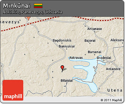 Shaded Relief 3D Map of Minkūnai