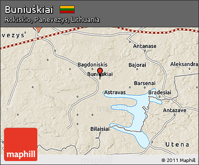 Shaded Relief 3D Map of Buniuškiai