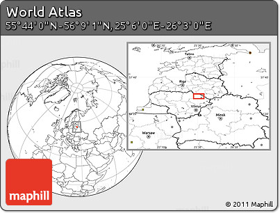 Blank Location Map of the Area around 55° 56' 31" N, 25° 34' 30" E