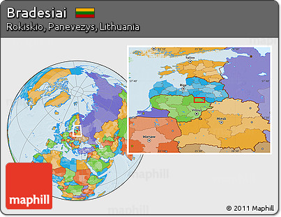 Political Location Map of Bradesiai