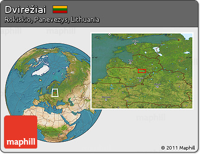 Satellite Location Map of Dvirėžiai