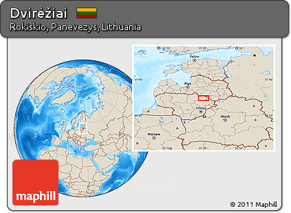 Shaded Relief Location Map of Dvirėžiai
