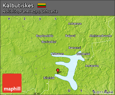 Physical Map of Kalbutiškės