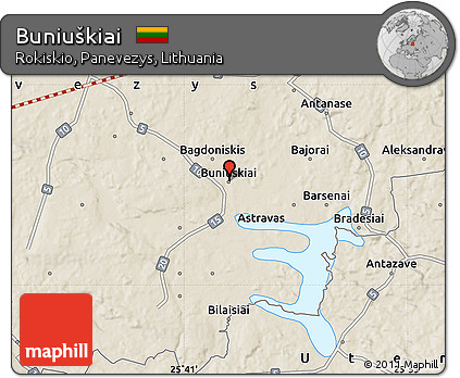 Shaded Relief Map of Buniuškiai