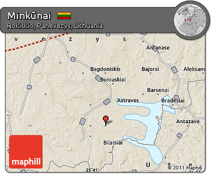 Shaded Relief Map of Minkūnai