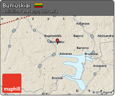 Shaded Relief Map of Buniuškiai