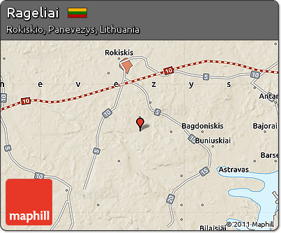 Shaded Relief Map of Rageliai