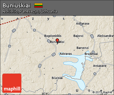 Shaded Relief Map of Buniuškiai