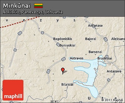 Shaded Relief Map of Minkūnai