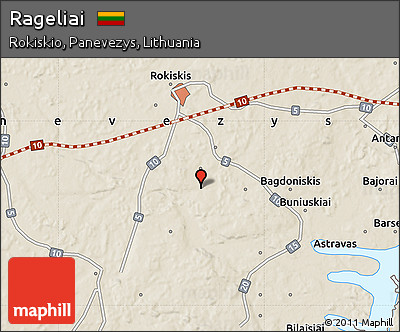 Shaded Relief Map of Rageliai