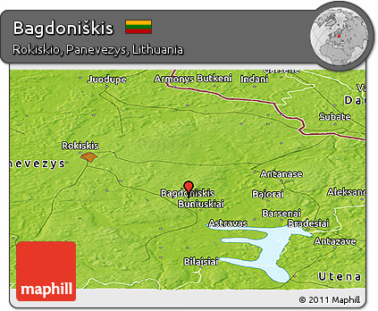 Physical Panoramic Map of Bagdoniškis