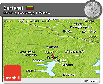 Physical Panoramic Map of Baršėnai