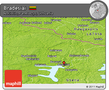 Physical Panoramic Map of Bradesiai