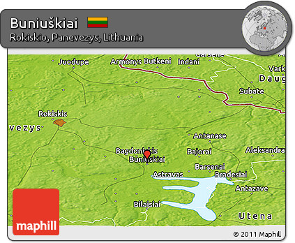 Physical Panoramic Map of Buniuškiai