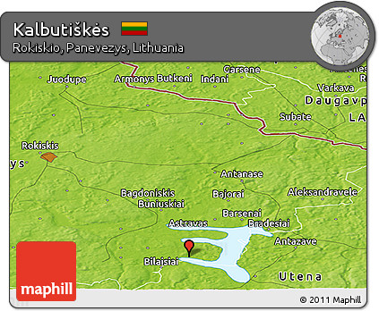 Physical Panoramic Map of Kalbutiškės