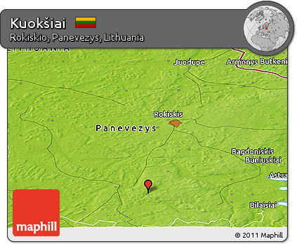 Physical Panoramic Map of Kuokšiai