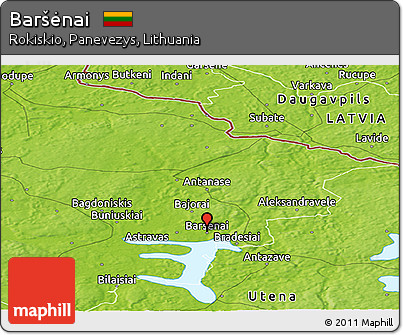 Physical Panoramic Map of Baršėnai