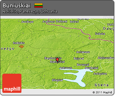 Physical Panoramic Map of Buniuškiai