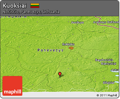 Physical Panoramic Map of Kuokšiai