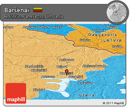 Political Panoramic Map of Baršėnai