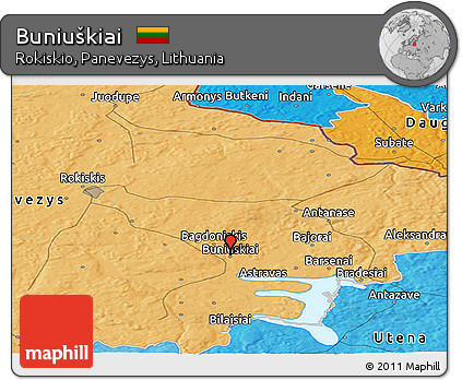 Political Panoramic Map of Buniuškiai