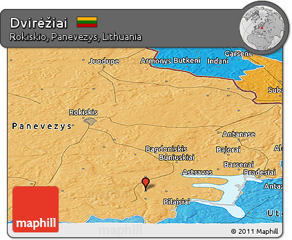 Political Panoramic Map of Dvirėžiai