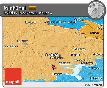 Political Panoramic Map of Minkūnai