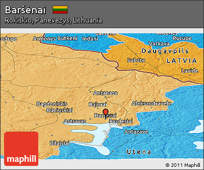 Political Panoramic Map of Baršėnai