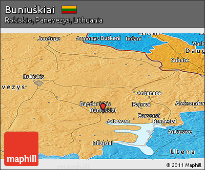 Political Panoramic Map of Buniuškiai