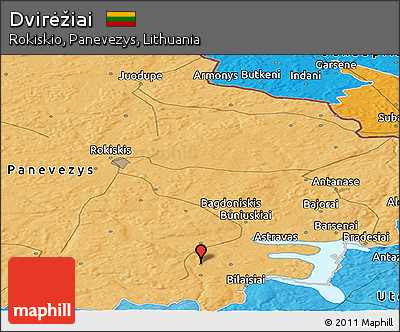 Political Panoramic Map of Dvirėžiai