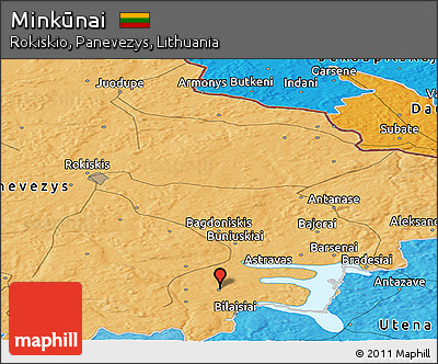 Political Panoramic Map of Minkūnai