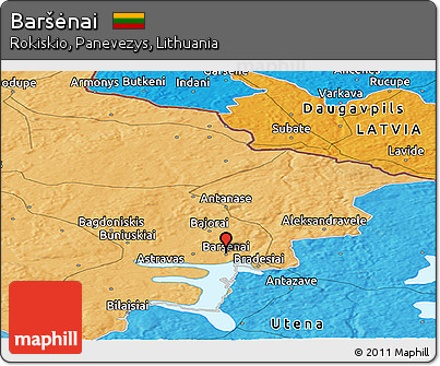 Political Panoramic Map of Baršėnai