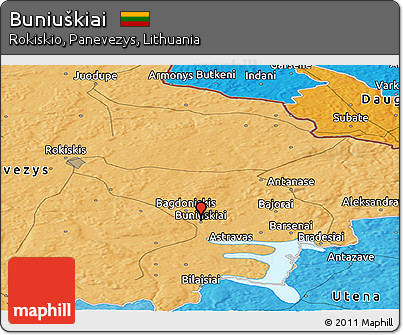 Political Panoramic Map of Buniuškiai