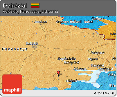 Political Panoramic Map of Dvirėžiai