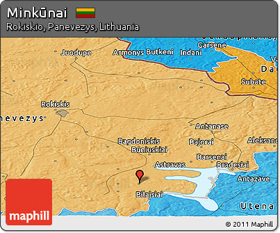 Political Panoramic Map of Minkūnai