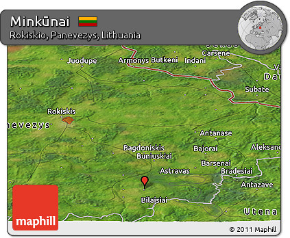 Satellite Panoramic Map of Minkūnai