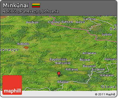 Satellite Panoramic Map of Minkūnai