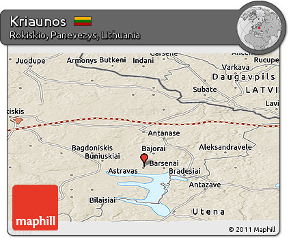Shaded Relief Panoramic Map of Kriaunos