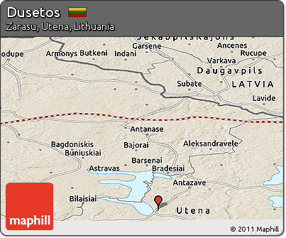 Shaded Relief Panoramic Map of Dusetos