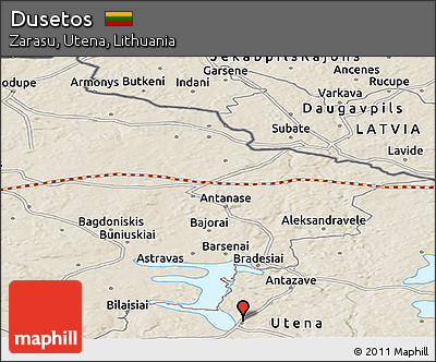 Shaded Relief Panoramic Map of Dusetos