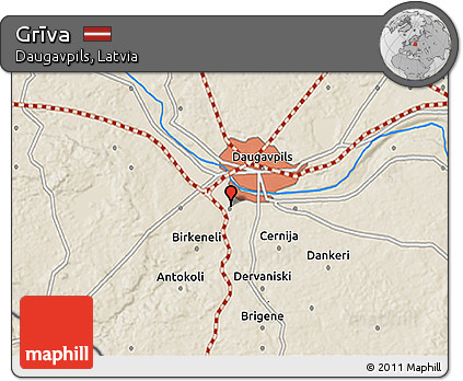 Shaded Relief 3D Map of Grīva