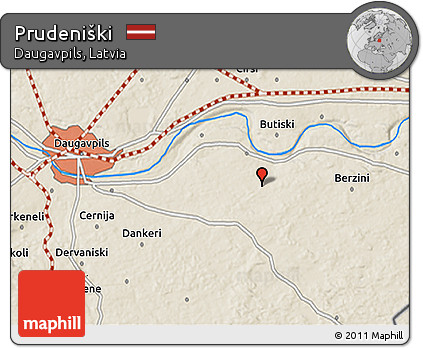Shaded Relief 3D Map of Prudeniški