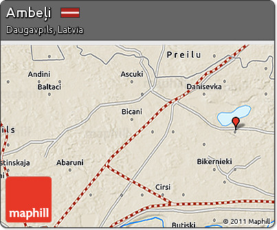 Shaded Relief 3D Map of Ambeļi