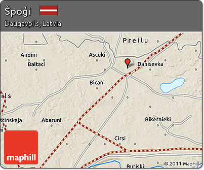 Shaded Relief 3D Map of Špoģi