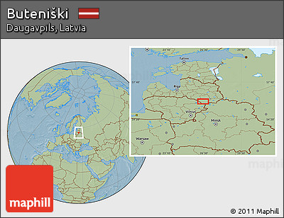 Savanna Style Location Map of Buteniški, hill shading