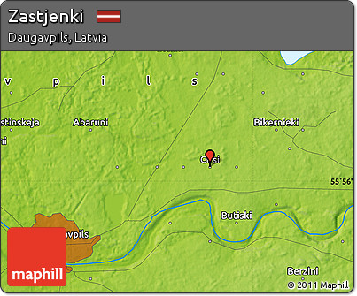 Physical Map of Zastjenki