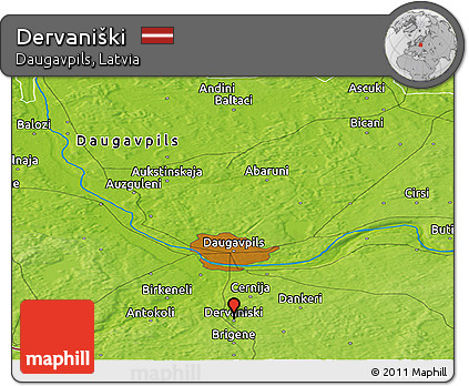 Physical Panoramic Map of Dervaniški