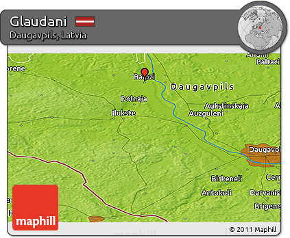 Physical Panoramic Map of Glaudani